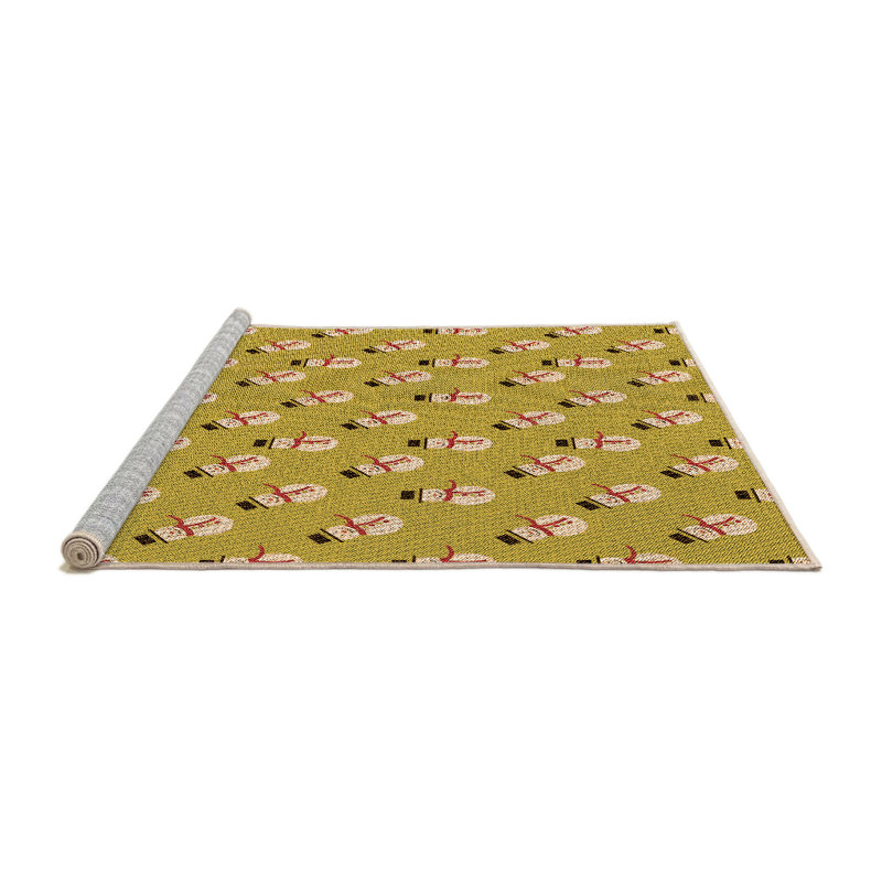 Tapis rond orange tissé à la machine 5 pi