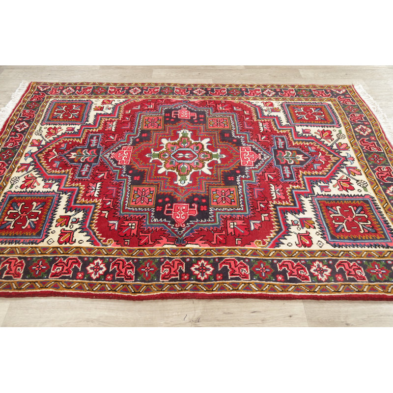 Tapis de zone one-of-kind à la main-noué la 2010 heriz rouge 4 pi 11 po x 6 pi de la laine Tansel