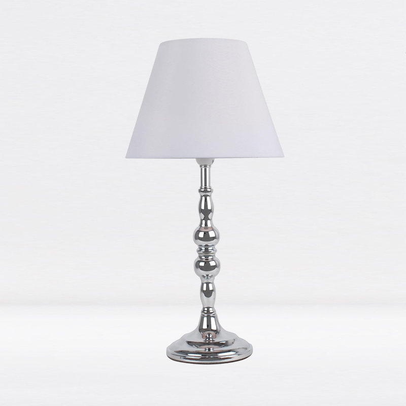 Lasley Metal Table Lamp, Polished Chrome, White