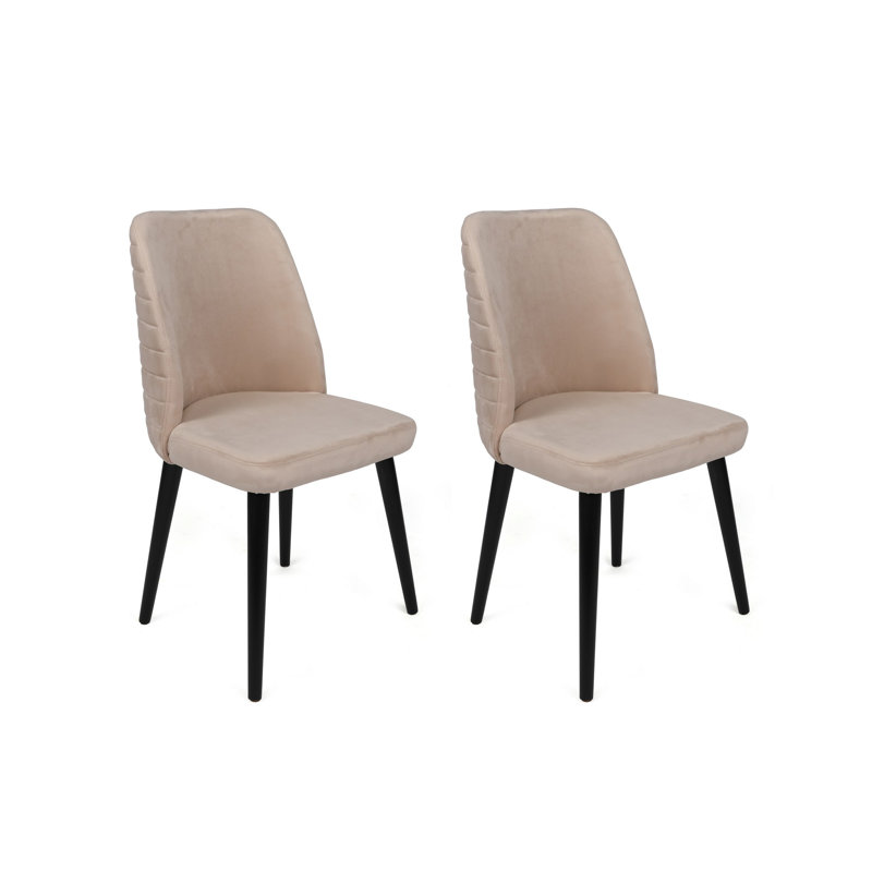 Ensemble de chaises élégantes en velours (2 pièces), crème et noir, 19,7 po x 35,4 po x 19,3 po | Cadre 100% bois, pieds en bois de charme, dos en métal et velours | Conception moderne, capacité de charge élevée de 352 lb, idéale pour les espaces de vie élégants