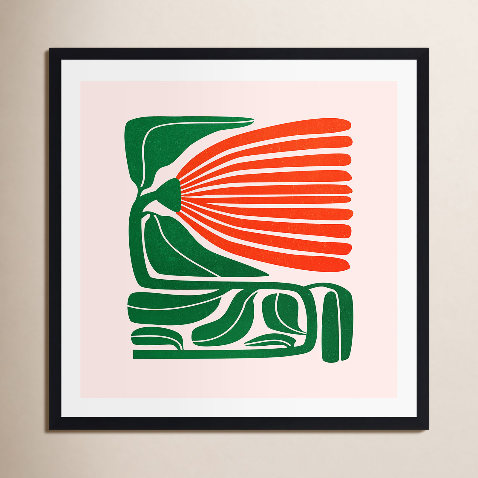 Udaya "Ferns Les Fleurs Flow" Print, Black Single Picture Framed, Yes, 30" H x 30" W x 0.75" D