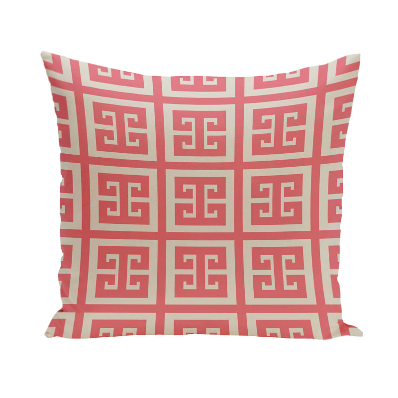 Reversible Throw Pillow, 20" H x 20" W, Latte / Coral