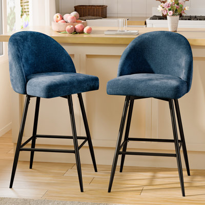 Ensemble de 2 tabourets pivotants avec dossier et pieds en métal