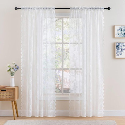 2pcs 39.3inch W*59inch H Flowing Lace Curtains, A Pair Of Pure Curtains For Window Privacy, Light Filtering And Beautiful Decoration, Perfect For Living Room Or Kitchen, Transparent Lace Curtains