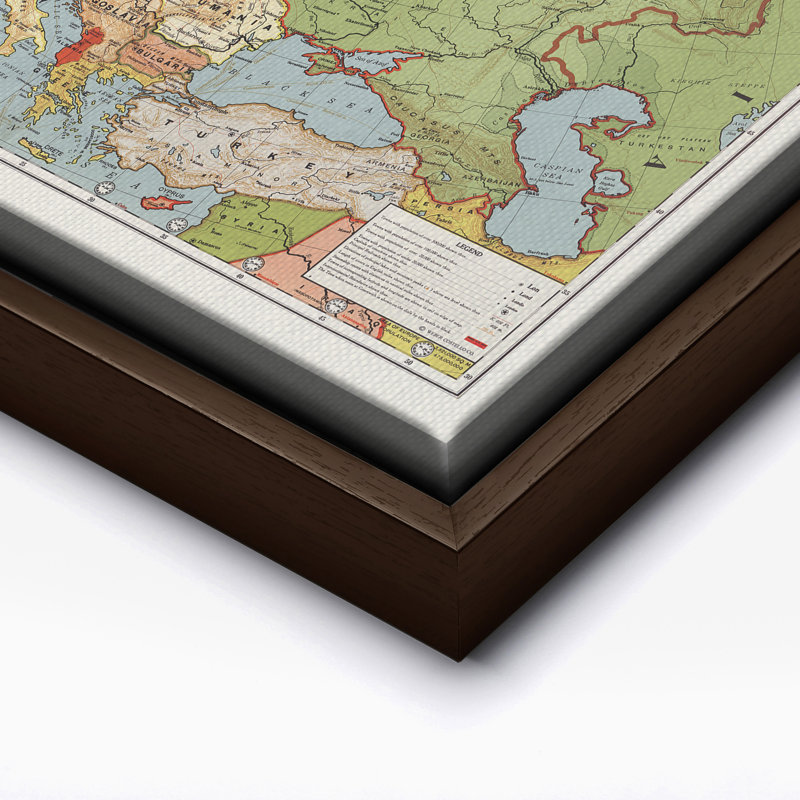 Carte standard européenne du bacon, Canvas, 11"H x 14"W, Brown Framed