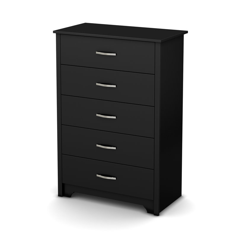 Commode 5 tiroirs Fusion, Noir / robuste