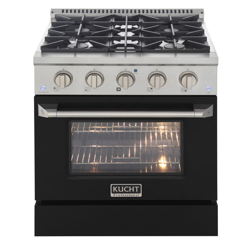 Pro-Style 30 in. 4.2 cu. ft. 4-Burner Freestanding Gas Range with Convection Oven, Green, Liquid Propane