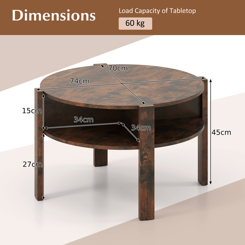 Coffee Table with Storage, Brown