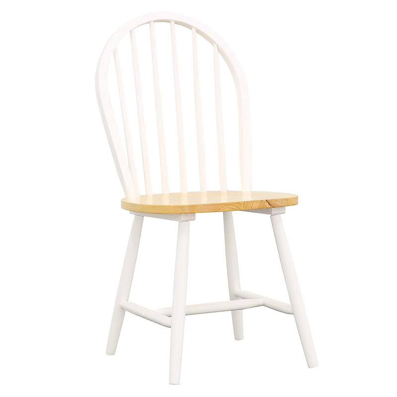 Chaises rustiques (4) - brun naturel et blanc, salle à manger élégante (de 4) et style blanc