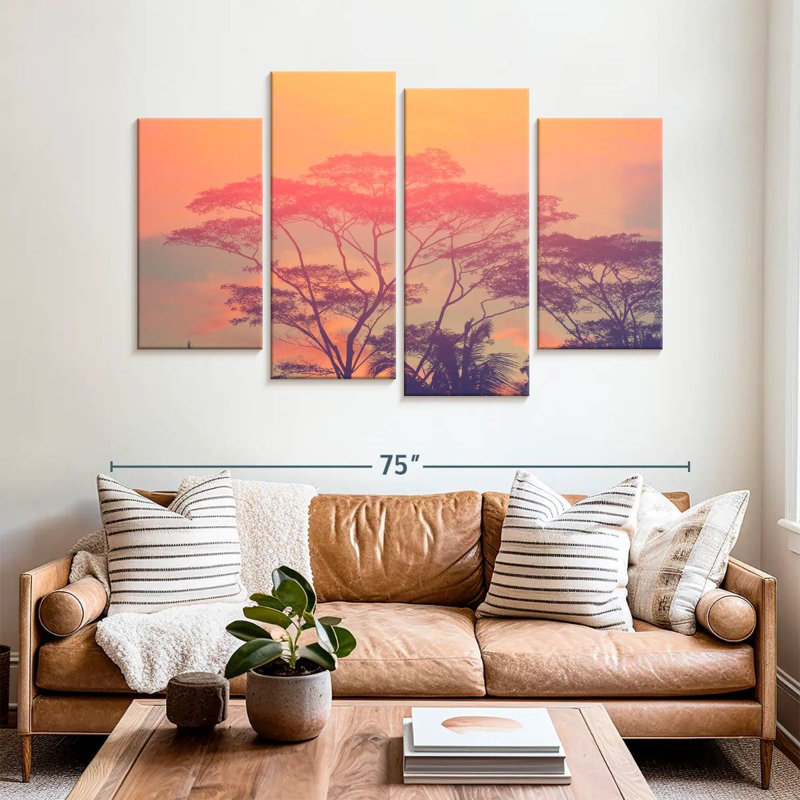 Silhouette d'arbres d'Afrique Lynelle, H 42 po x l 68 po