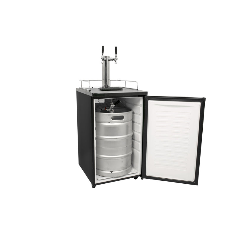 EdgeStar 4.9 Cubic Feet Dual Tap Freestanding Kegerator with, Black
