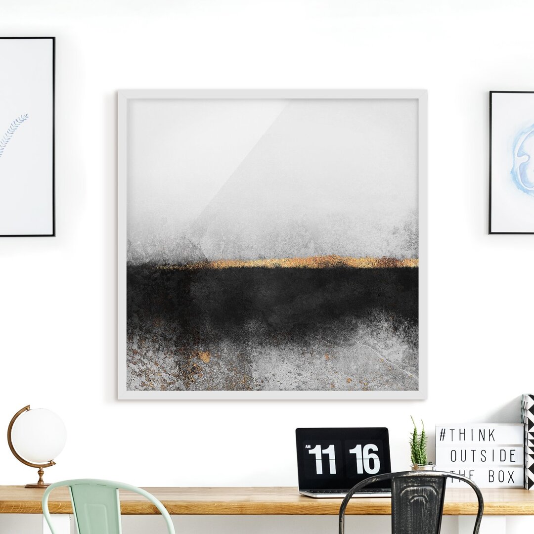 Gerahmtes Poster Abstract Golden Horizon