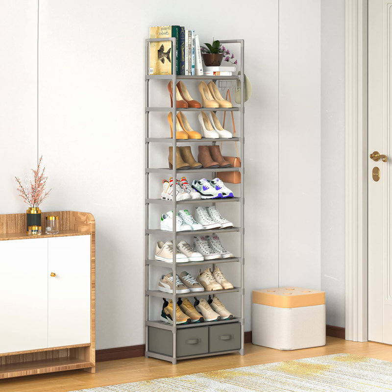 20 Pair Stackable Shoe Rack, Silver