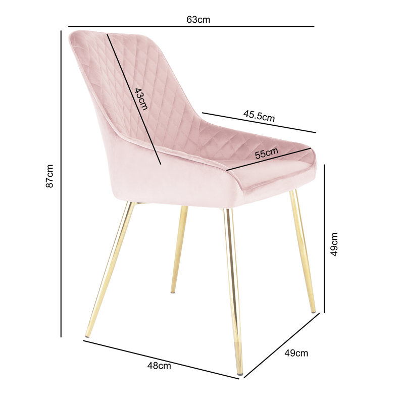 Asfand 49cm H Velvet Upholstered Side Chair, Gold, Pink 