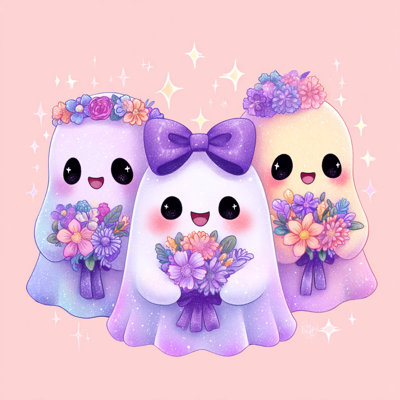 «Flower Ghost Friends», art mural sur toile tendue 3