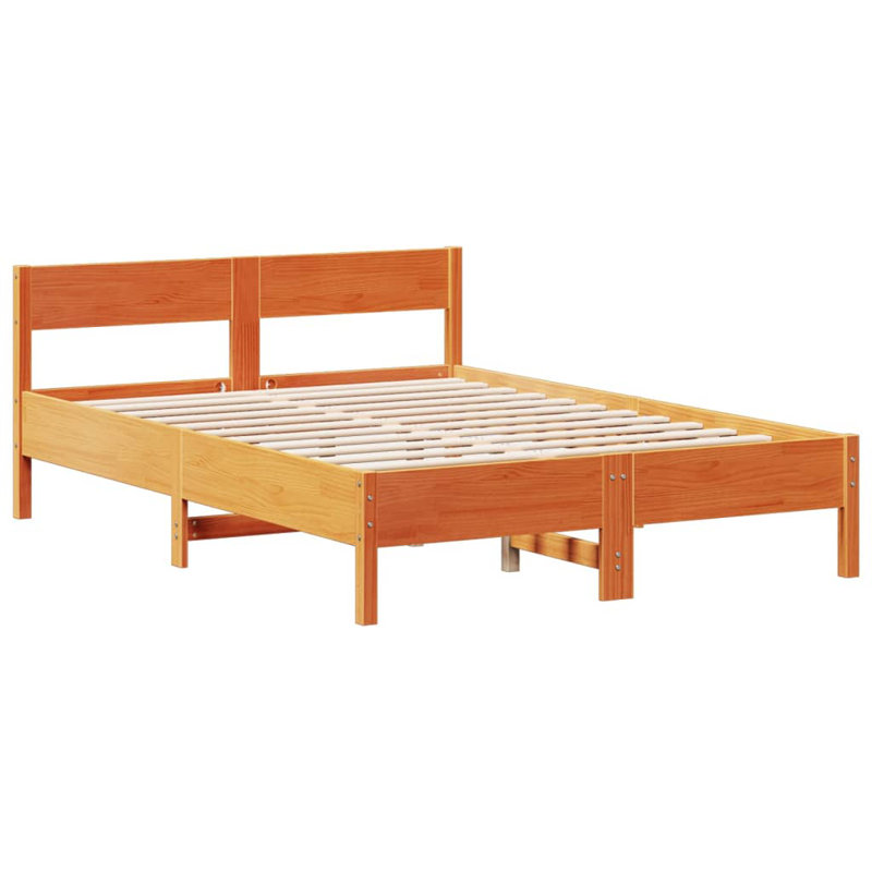 Gunson Solid Wood Bed, European Kingsize (160 x 200cm), Wax Brown