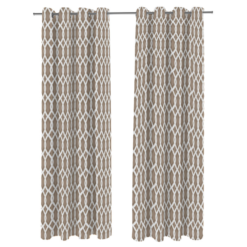 Solid 54" x 84" Grommet Semi-Sheer Outdoor Curtain Panel, Geometric Linen, 54" W x 96" L