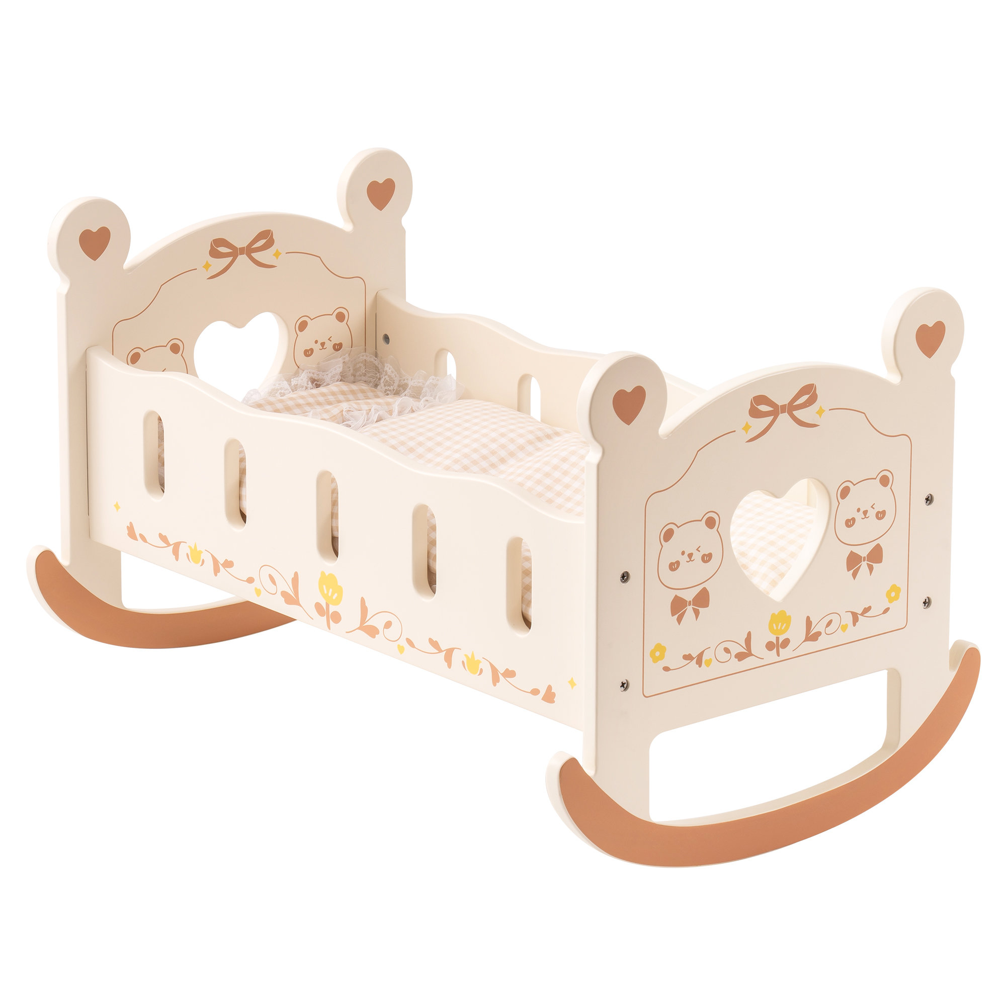 ROBUD Baby Crib Cradle with Bedding Doll Furniture Accessories