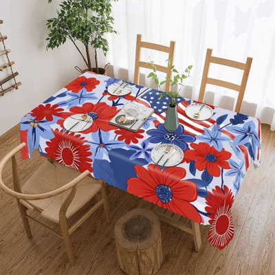 Housse de table festonnée drapeau floral, 60 x 120 po, décoration de fête des Indépendants et décoration quotidienne
