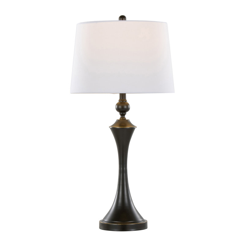 Flint 30" Contemporary Metal Table Lamp with Textured Slub Linen Shade and Built-In USB Port from Grandview Gallery by LumiSource - Set of 2