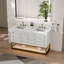 Ensemble de meuble-lavabo autoportant 60 po avec base à DEL 60 po, plateau en marbre de culture, accents dorés brossés et armoire en chêne massif 60 po-118704698