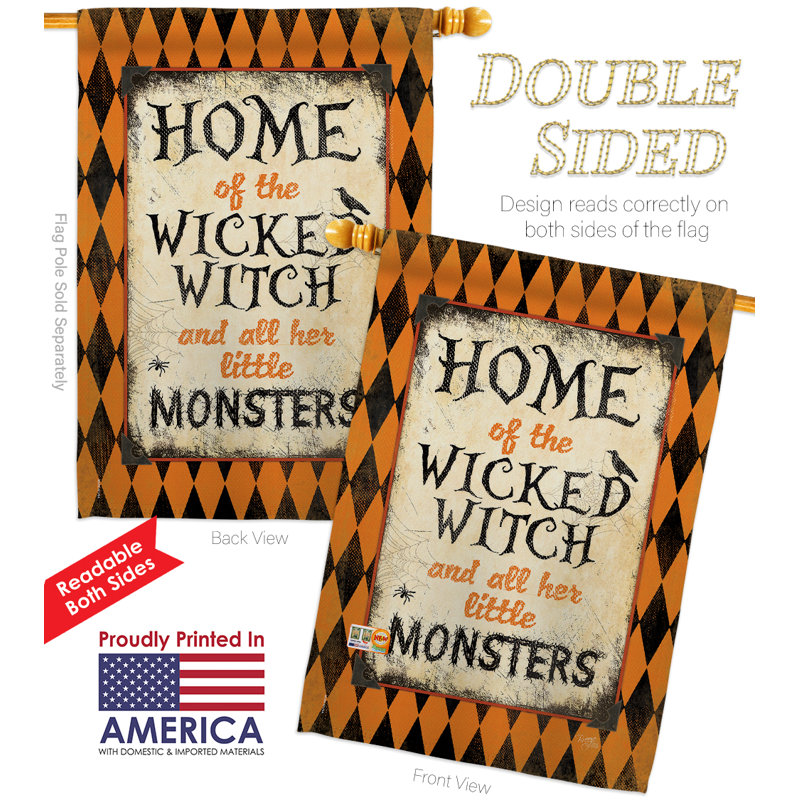 Tête de polyester décorative à 2 faces 40 x 28 po wicked home-impressions ensemble de drapeaux