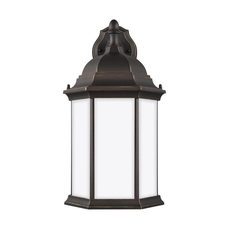 Lanterne murale d'extérieur Sevier, H 18,75 po x l 9,38 po x P 9,38 po, Oui, Bronze antique avec abat-jour givré