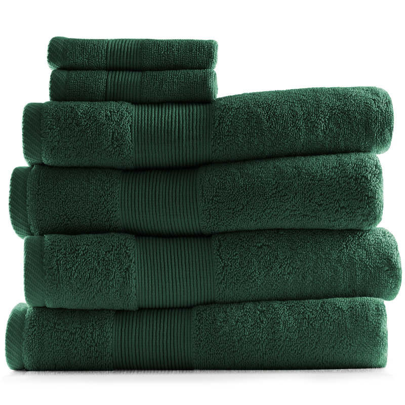 Ensemble de serviettes 6 pièces 100% coton Danni-Leigh., Vert forêt, Ensemble de 6 serviettes de bain