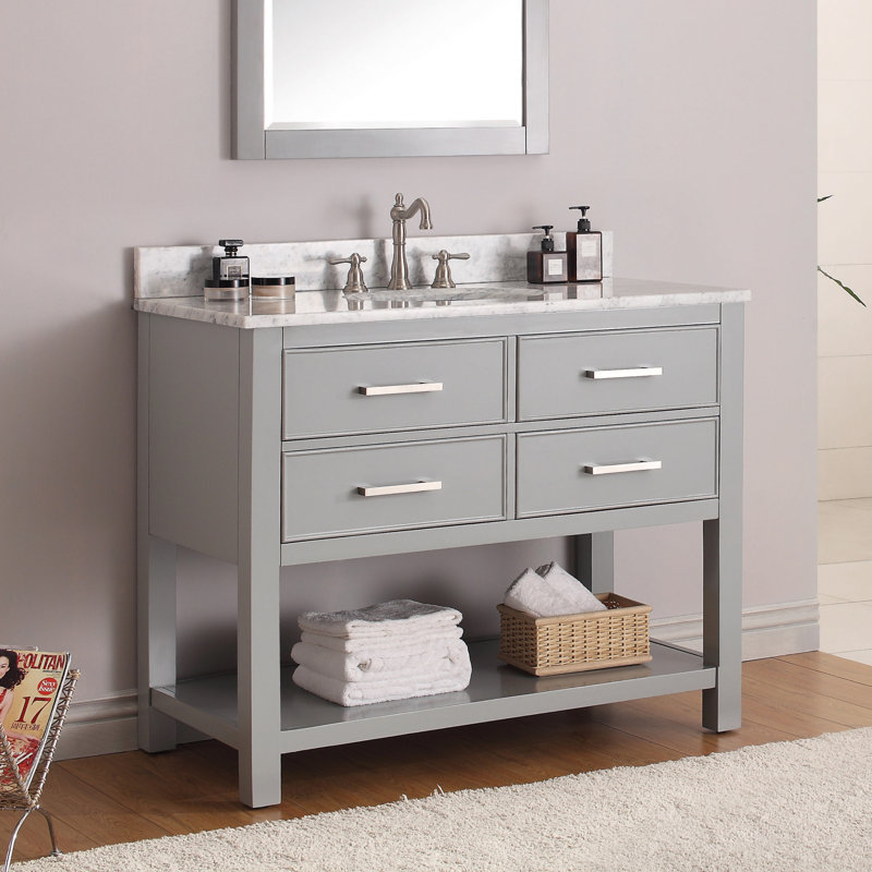 Brooks 42'' W Single Bathroom Vanity Base, Chilled Gray