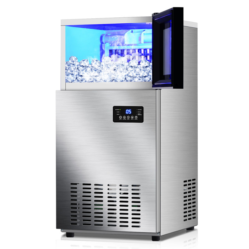 160 lb. Daily Production Stainless Steel Undercounter/Freestanding Ice Maker with Clear Cube Ice, Stainless Steel