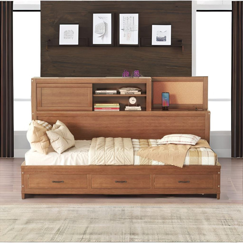 Lit de jour simple en bois blanc, Simple, Brun