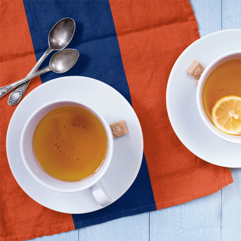 Anaheim Stripe Tea Towel Kitchen Towel, Cotton Twill, Orange/Navy Blue/Orange