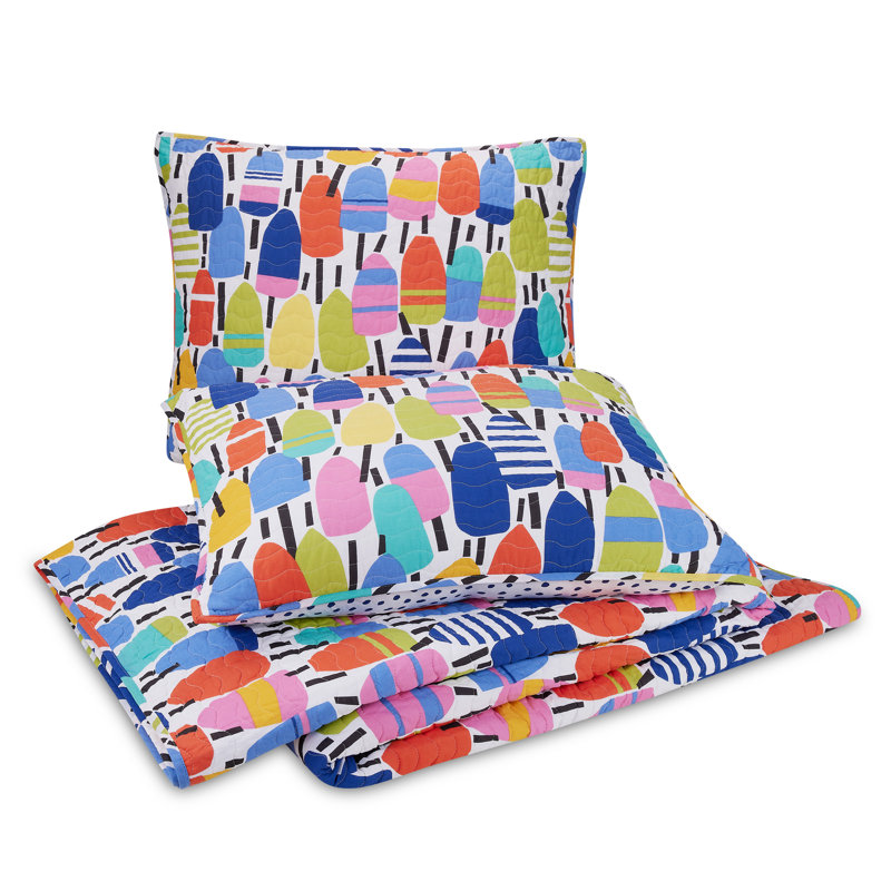 Ensemble de courtepointe 100% coton Buoys, Courtepointe pour lit simple + 1 taie décorative