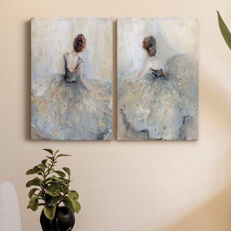 Beautiful Contemplation - ensemble de 2 peintures, H 18 po x l 24 po x P 1 po, Toile tendue