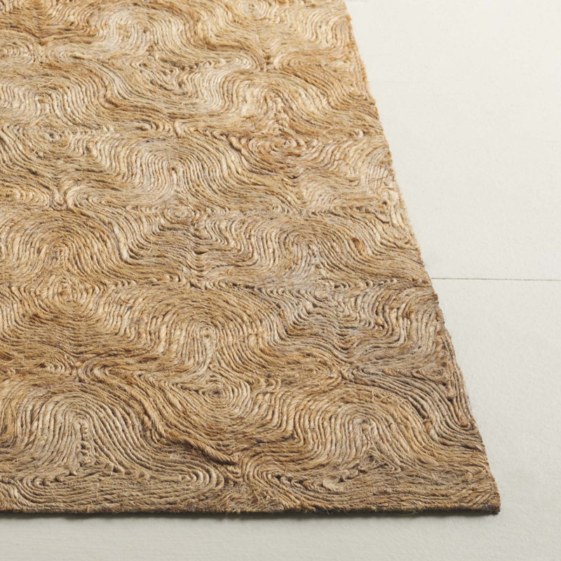 Natural Fiber Hand Loomed Jute Pile Solid Color Rug, Rectangle 5' x 8'