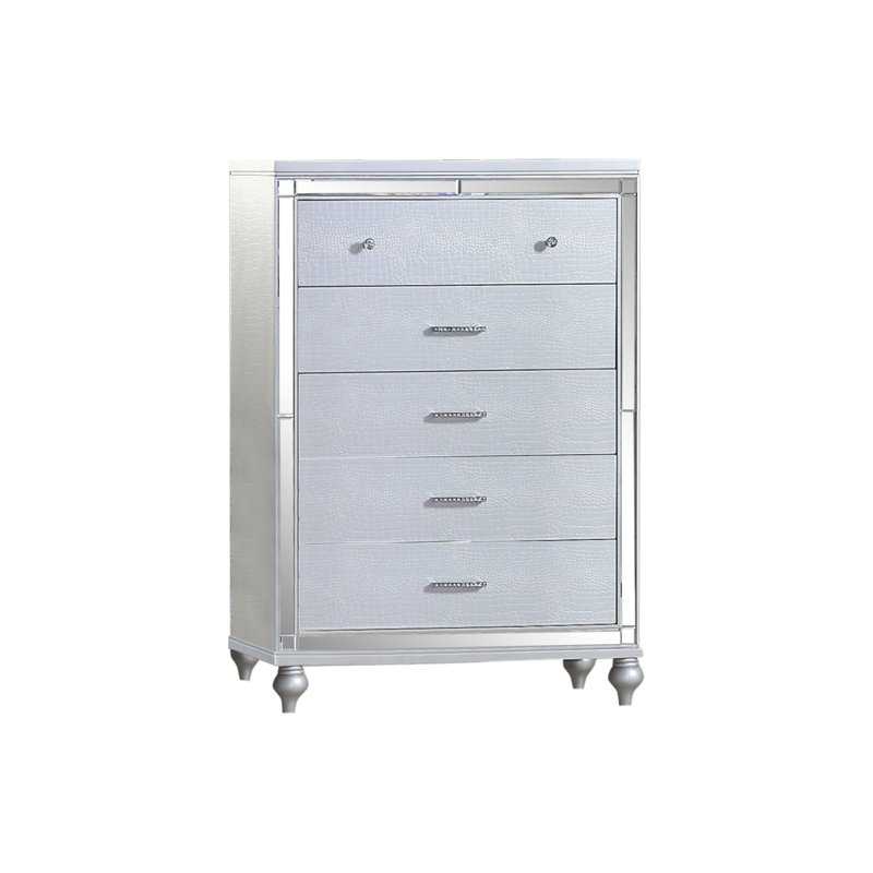 Commode 5 tiroirs Sterling, Argent argent