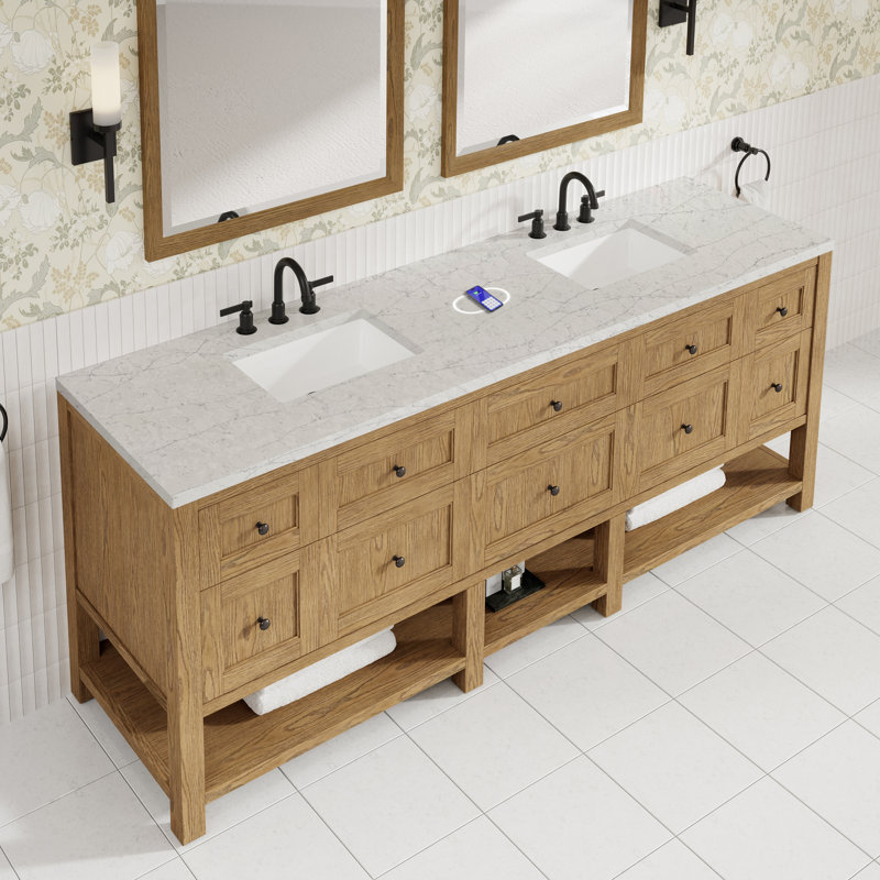 Breckenridge 84" W Double Vanity w/FreePower Wireless Charger