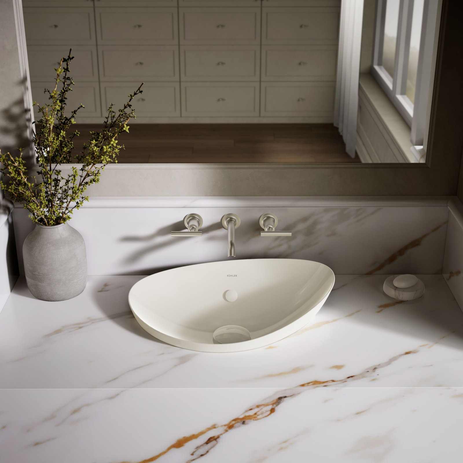 Veil Specialty Vessel Bathroom Sink, Biscuit