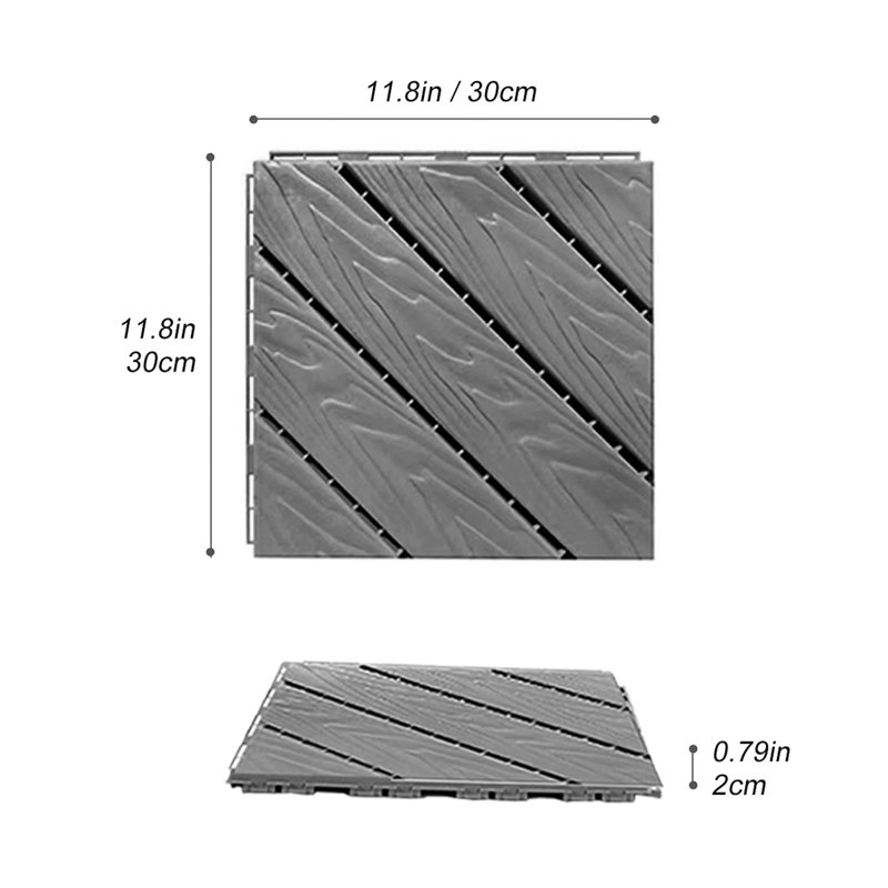 Plastic Composite Deck Tiles Set of 35pcs, Dark Grey