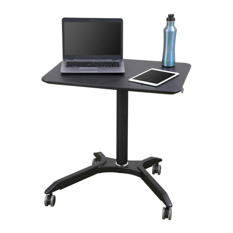 Black Adjustable Height Rolling Laptop Desk Cart
