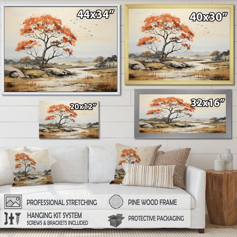 «Earthy Tones Majestic Baobab Tree», reproduction sur toile, Toile tendue, H 16 po x l 32 po x P 1 po