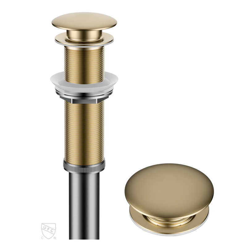 Extended Thread Pop-Up Bathroom Sink Drain, Brushed Gold
