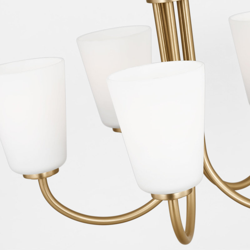 Miles Five Light Chandelier from Generation Lighting , 17.375" H x 21" W x 21" D, 5 Lights, Satin Brass