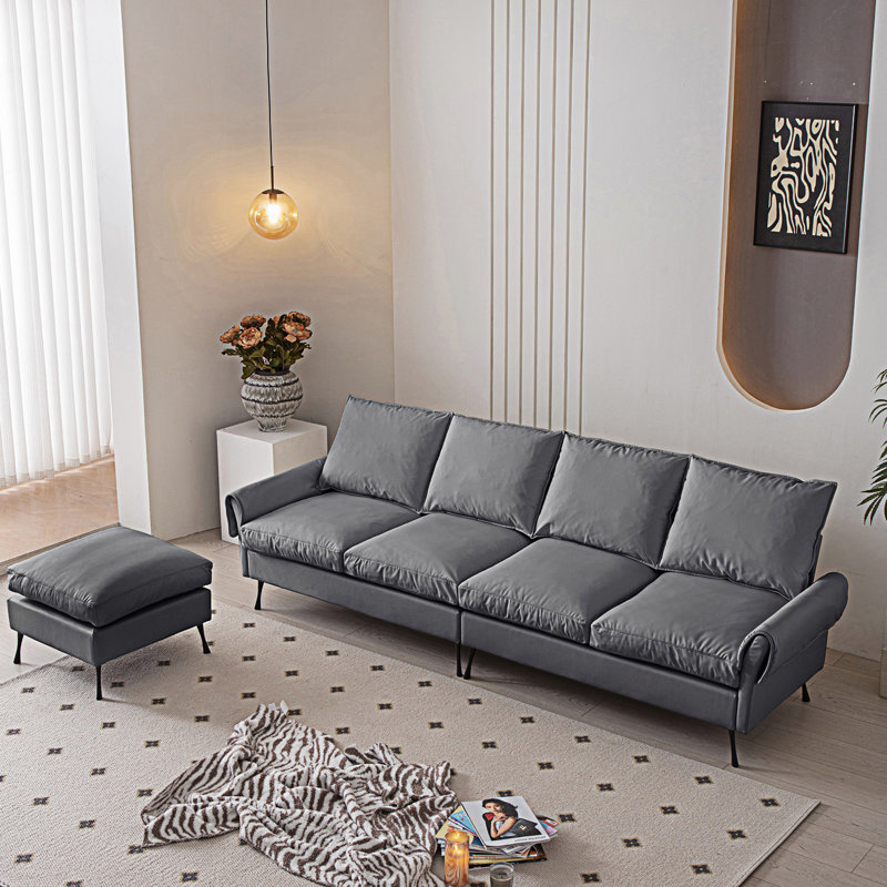 Canapé modulaire moderne en L avec repose-pieds convertible