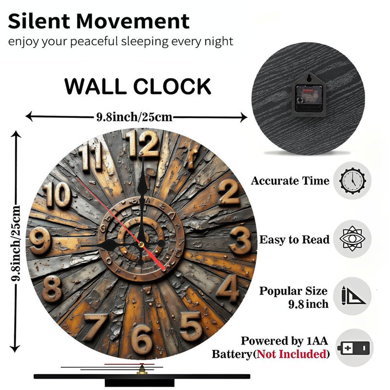 Horloge murale rétro en bois rustique