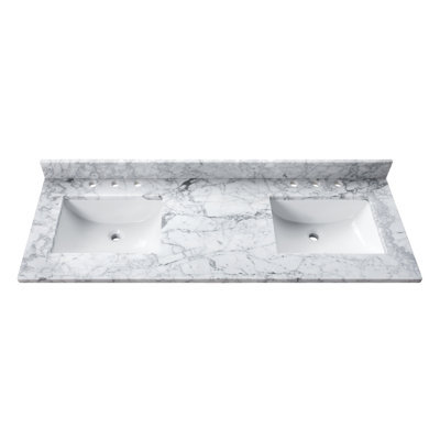 61'' W Double Marble Vanity Top