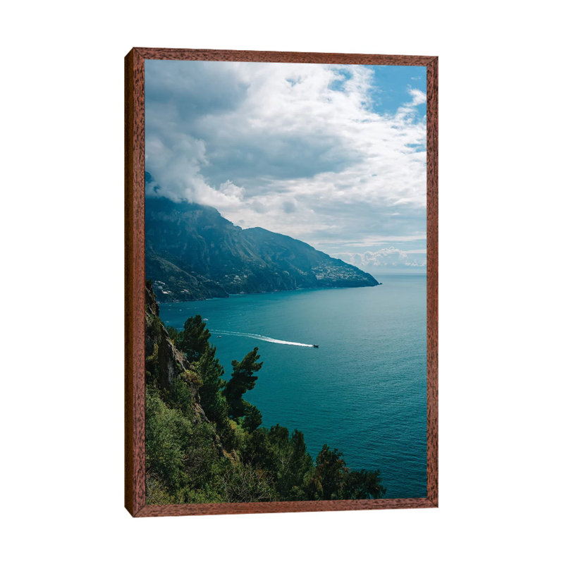 Amalfi Coast Boats VI by Bethany Young - Print on Canvas, 101.6cm H x 66.04cm W x 3.81cm D, Classic Brown Wood Framed
