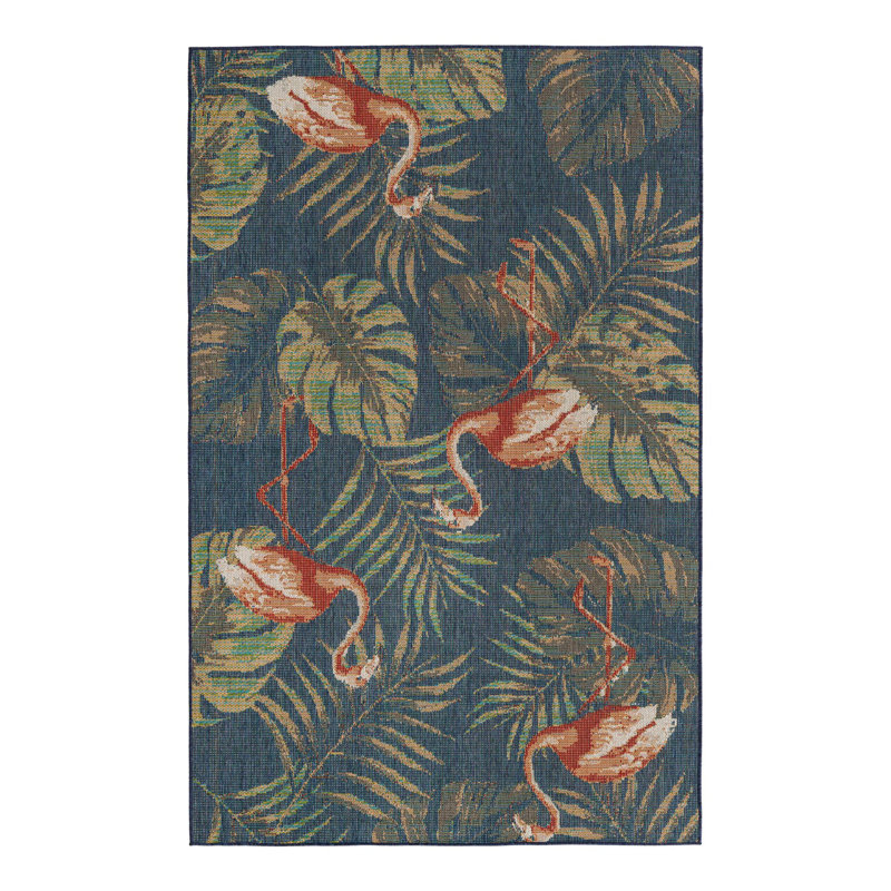 Rolla Machine Woven Floral Indoor/Outdoor Rug, Rectangle 6' x 9'