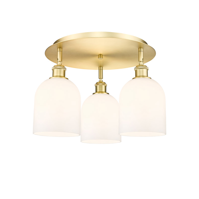 Plafonnier semi-encastré en verre Odaniel, Blanc lustré, Or satiné