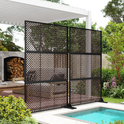 72.05''H x 47.75''W Wicker Privacy Metal Screen Fence Panel Double Colored Screen(Set of Two)